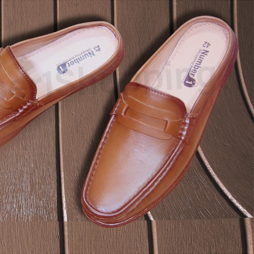 Classic Tan Slip-On Half Loafers Shoes For Men